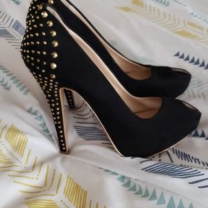 Black peep toe heels